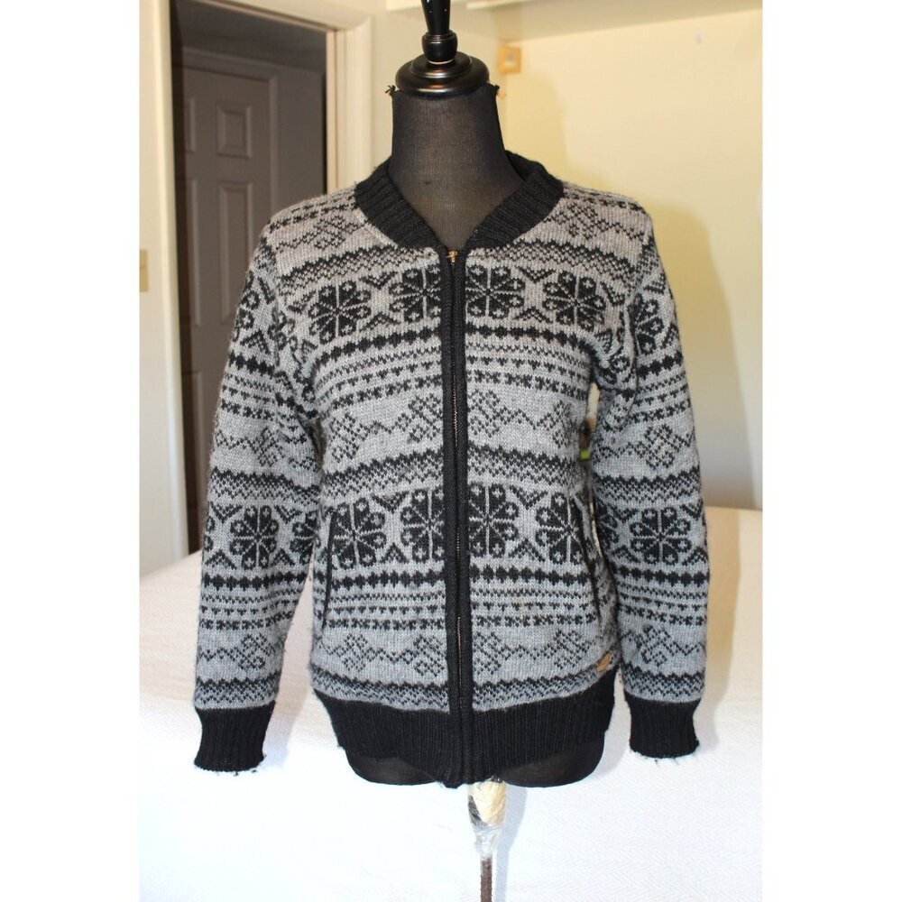 Landromat Eva fleece Wool Jacket Nordic Design Size S/P Full Zipper Christmas
